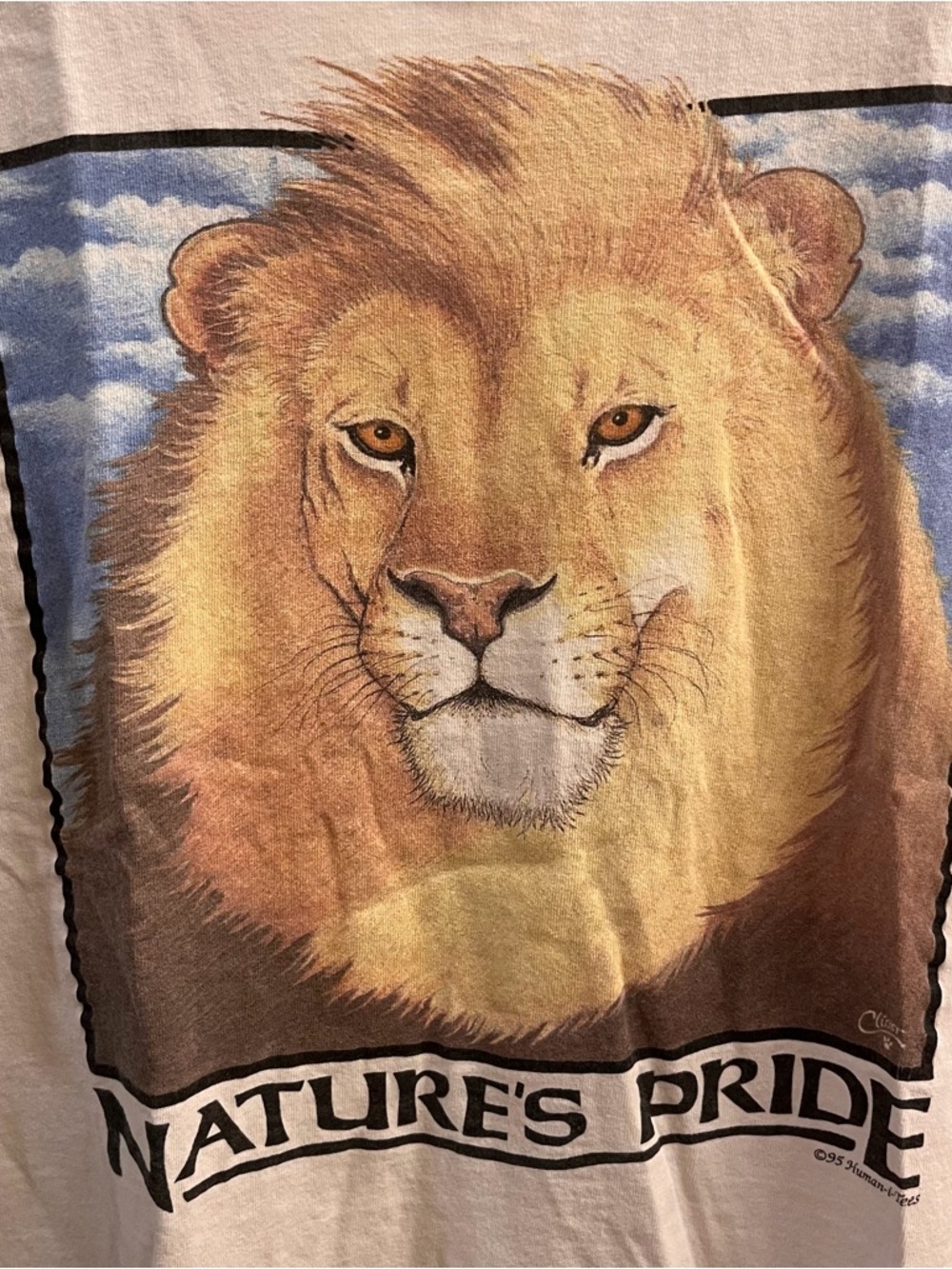 Nature's Pride 1995 Vintage Lion Graphic Tee Distressed - Picture 2 of 5